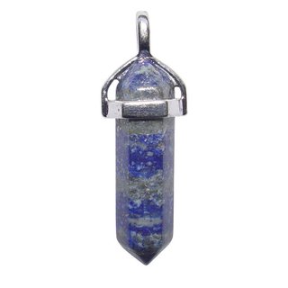 Lapislazuli Anhnger Spitze Doppelender mit silberfarbener se ca. 35 mm