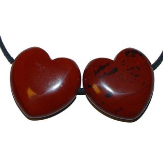 Jaspis rot Herz Anhnger 30 mm groes Edelsteinherz ca. 2,5 mm Bohrung und Band 1 Stck
