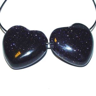 Blaufluss  Herz Anhnger ca. 25 mm mit Bohrung: ca. 2,5 mm blauer Goldfluss (synthetisch)