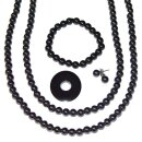 Hämatit 5-teiliges Schmuck Set 8 mm Ø Kugel 2 x Kette 1 x Armband 1 x Donut 1 x Ohrstecker