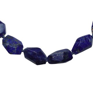 Lapislazuli Kette Trommelstein Free Form Lnge 45 cm mit 925er Silber Karabiner