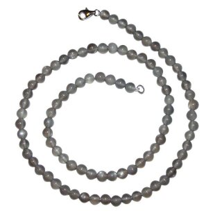 Mondstein grau Kette Kugel Ø 6 mm Länge 45 cm mit 925er Silber Verschluss