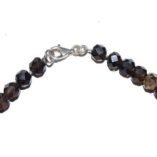 Rauchquarz Kette Facetten Schliff ca. 6,5 mm Lnge der Kette ca. 43 cm mit 925er