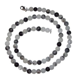 Turmalin Quarz Kette 6 mm  Kugel Lnge ca. 45 cm 925 er Silber Verschluss