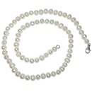 Perlen-Kette 7/45cm Süßwasserperle Natur weiß mit Silber...