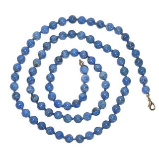 Lapislazuli Kette, Jeanslapis Kugel 8 mm Lnge 80 einzeln geknotet