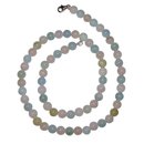 Aquamarin und Morganit Kette 6 mm  Kugel 45 cm mit 925...