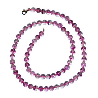 Fluorit Kette lila (pink) 6 mm  Kugel 45 cm 925 er Silber Verschluss schner klarer Fluorit