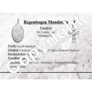 Regenbogen Mondstein Kette 6mm Kugel Lnge: ca. 45 cm mit 925er Silber Verschluss A* Qualitt