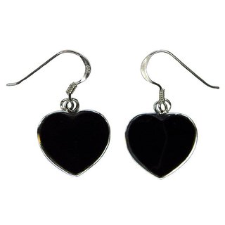 Onyx schwarz Ohrhnger Herz mit 925er Silber Gre: ca. 15 mm