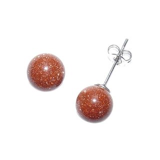 Goldfluss Kugel Ohrstecker 8 mm schner goldenem Glimmer Glitzer