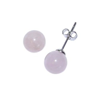 Rosenquarz Kugel Ohrstecker 8 mm schner schnes Pastell rosa