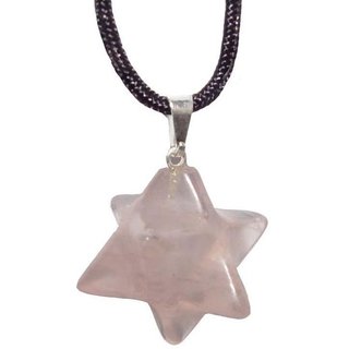 Rosenquarz Merkaba achtstrahliger Stern Anhnger mit silberfarbener Metallse  ca.20 mm