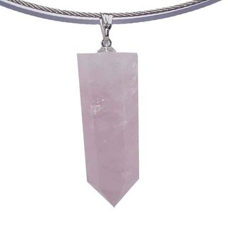 Rosenquarz Spitze als Anhnger ca. 35 - 40 mm rosa Farbe mit silberfarbener se