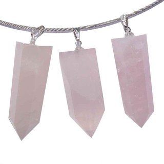 Rosenquarz Spitze als Anhnger ca. 35 - 40 mm rosa Farbe mit silberfarbener se