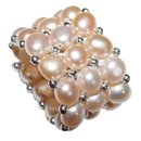 Ring Perle Lachsfarben dreireihig Swasser Perle Natur...