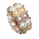 Ring Perle mehrfarbig Pastell zweireihig Swasser Perle...