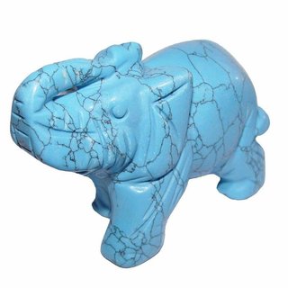 Türkinit XL Elefant (Magnesit coloriert) ca. 75 x 50 mm als Glücksbringer mit Rüssel nach oben