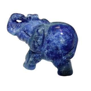 Sodalith Elefant ca. 30 x 43 mm als Glücksbringer mit Rüssel nach oben