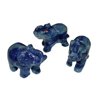 Sodalith Elefant ca. 30 x 43 mm als Glcksbringer mit Rssel nach oben