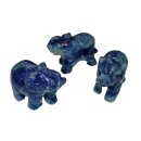 Sodalith Elefant ca. 30 x 43 mm als Glücksbringer mit Rüssel nach oben