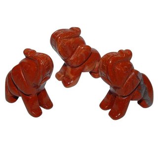 Jaspis Rot Elefant ca. 22 x 30 mm Glücksbringer mit Rüssel nach oben