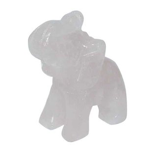 Rosenquarz Elefant ca. 22 x 30 mm als Glücksbringer mit Rüssel nach oben