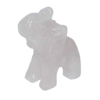 Rosenquarz Elefant ca. 22 x 30 mm als Glcksbringer mit Rssel nach oben