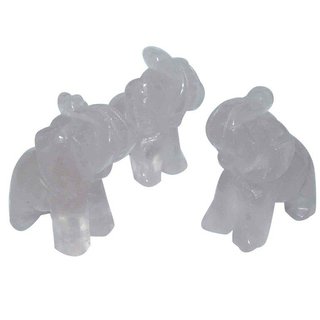 Rosenquarz Elefant ca. 22 x 30 mm als Glcksbringer mit Rssel nach oben