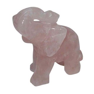 Rosenquarz Elefant ca. 30 x 43 mm als Glücksbringer mit Rüssel nach oben
