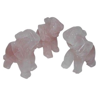 Rosenquarz Elefant ca. 30 x 43 mm als Glcksbringer mit Rssel nach oben
