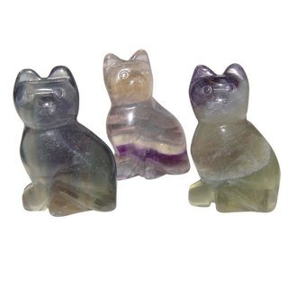 Fluorit Katze ca. 40 x 25 mm aus echtem Edelstein als Handschmeichler