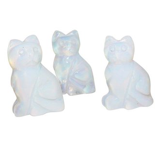Opalith Katze (Glas, synthetisch)  ca. 40 x 25 mm mit Opal Schimmer