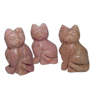 Rhodonit Katze ca. 40 x 25 mm Glcksbringer oder Handschmeichler