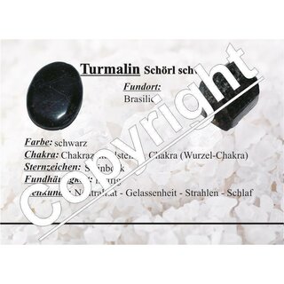 Turmalin schwarz / Schörl flacher Trommelstein Handschmeichler ca. 35 - 40 mm