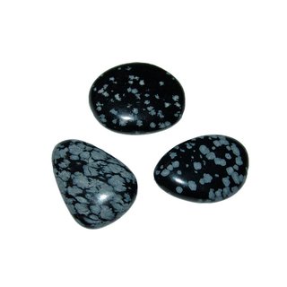 Schneeflocken Obsidian Scheibenstein flacher Trommelstein ca. 30 - 45 mm