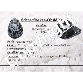 Schneeflocken Obsidian Scheibenstein flacher Trommelstein ca. 30 - 45 mm