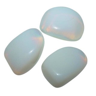 Opalith (Glas, synthetisch) milchig Schimmer gelb/orange Trommelstein Handschmeichler
