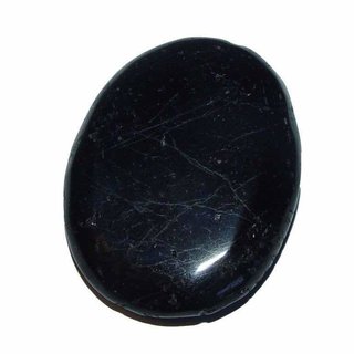 Turmalin schwarz / Schrl flacher Trommelstein Handschmeichler 70 -100 g ca. 40 -60 mm
