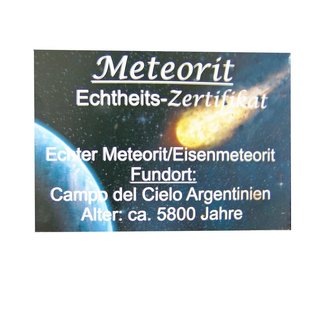 Meteorit Eisenmeteorit Handschmeichler mit Echtheitszertifikat ca. 10 - 15 mm ca. 2 -3 g