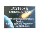 Meteorit Eisenmeteorit Handschmeichler mit Echtheitszertifikat  ca. 15 - 18 mm  ca. 3 - 4 g
