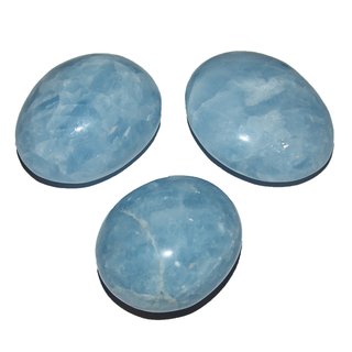Calcit blau Madagaskar Trommelstein flach XXL Handschmeichler