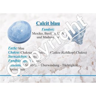 Calcit blau Madagaskar Trommelstein flach XXL Handschmeichler