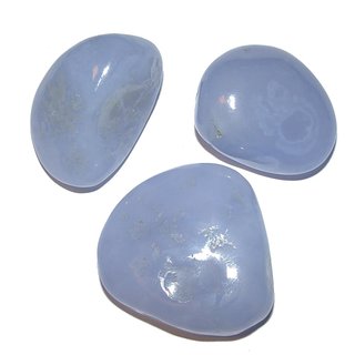 Chalcedon Handschmeichler hellblau gemaserter Trommelstein 30 - 35 mm