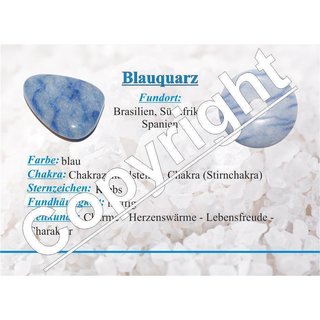 Blauquarz Trommelstein flach gemaserter Scheibenstein ca. 40 x 25 mm als Handschmeichler