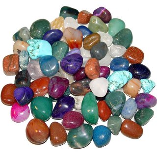 Bunte Trommelstein 1 kg Mischung Edelsteine Natur & colorierte Achate 1 - 3 cm, ca. 130 - 150 Steine
