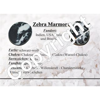 Zebra Marmor Anhnger flacher Trommelstein ca. 30 x 20 mm mit Bohrung 2,5 mm