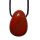 Jaspis rot  Anhänger flacher Trommelstein ca. 30 x 20 mm in Tropfen Form mit Bohrung 2,5 mm
