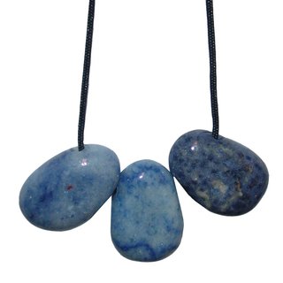 Blauquarz Anhnger flacher Trommelstein ca. 30 x 20 mm in Tropfen Form mit Bohrung: ca. 2,5 mm