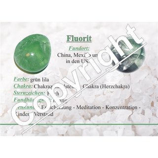 Fluorit grün Anhänger flacher Trommmelstein ca. 30 x 20 mm in Tropfen Form mit Bohrung ca. 2,5 mm